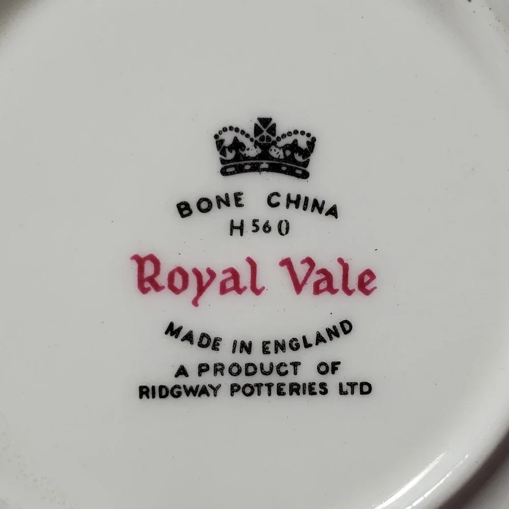 Royal Vale Teacup and Saucer Pink Flowers Vintage